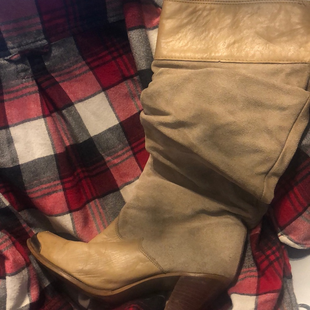 Tan Suede and leather boots